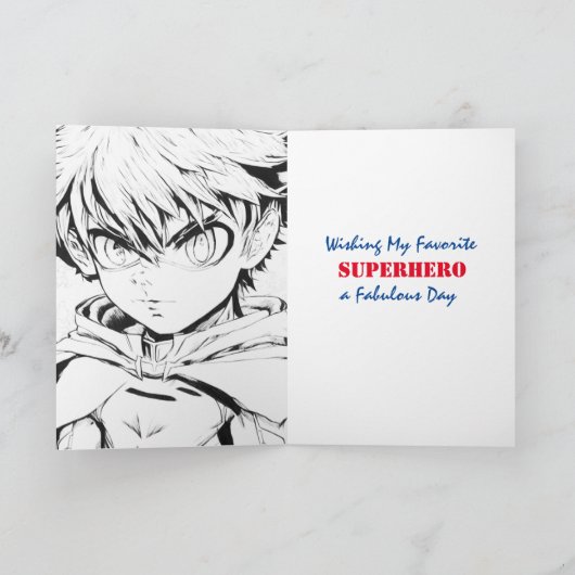 ハッピーバースデースーパーヒーローをテーマにしたパーソナライズされた カード (内部)
