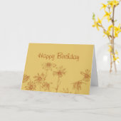 ハッピーバースデーセピアデイジーペン及びインクスケッチ カード (黄色い花)