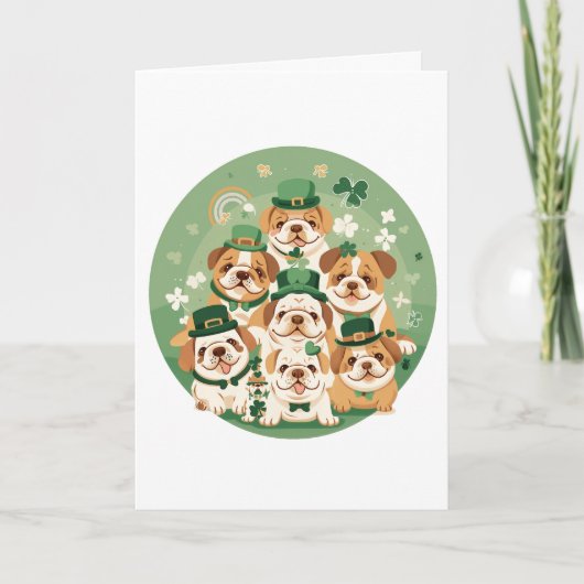 ハッピーバースデーセントパトリックデイの英語のブルドッグ シーズンカード (正面)
