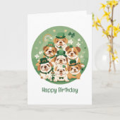 ハッピーバースデーセント・パトリックの日イギリスのブルドッグ カード (黄色い花)