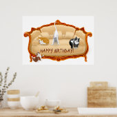 ハッピーバースデーソフキャッツプリント ポスター (キッチン)