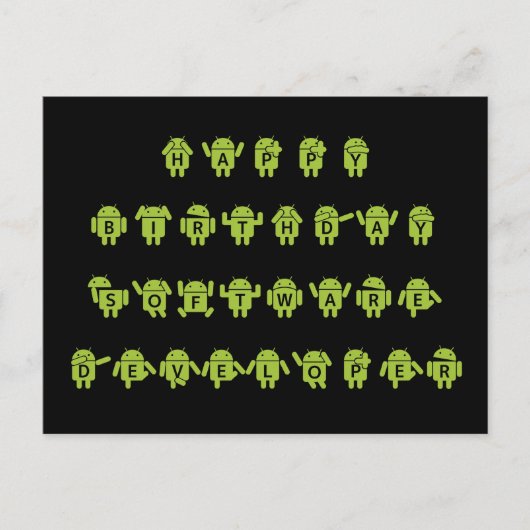 ハッピーバースデーソフトウェア開発者(Bugdroid) ポストカード (正面)
