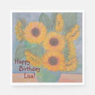 ハッピーバースデーソフトヒマワリ スタンダードランチョンナプキン