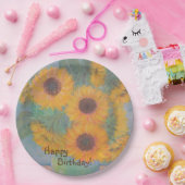 ハッピーバースデーソフトヒマワリ ペーパープレート (パーティー)