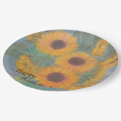ハッピーバースデーソフトヒマワリ ペーパープレート (アングル)