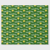 ハッピーバースデーソフトボール緑 ラッピングペーパー (フラット)