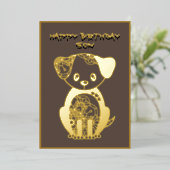 ハッピーバースデーソンゴールドフォイルパピードッグ 箔シーズンカード (立ち正面)