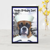 ハッピーバースデーソンネイビーあいさつカード カード (黄色い花)