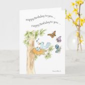 ハッピーバースデーソンブルーバード カード (黄色い花)