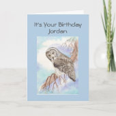 ハッピーバースデーソン素晴らしグレイふくろう鳥カード カード (正面)