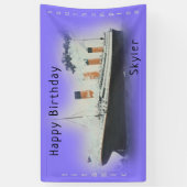 ハッピーバースデータイタニック船名パープルトワイライト 横断幕 (縦)