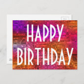 ハッピーバースデータイポグラフィカラフルアートピンクオレンジ ポストカード (正面/裏面)