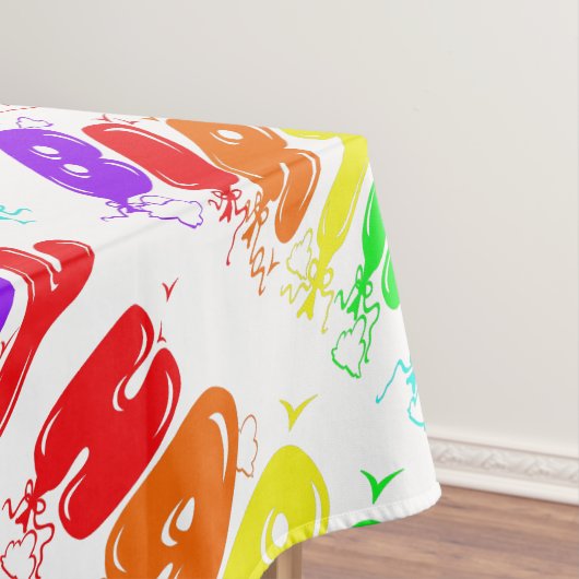 ハッピーバースデータイポグラフィカラフルバルーンかわいい テーブルクロス (インサイチュ)