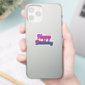 ハッピーバースデータイポグラフィデザインインPink, Purple a シール (スマートフォン)