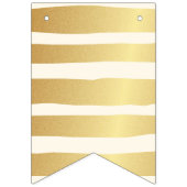 ハッピーバースデータイポグラフィフェイク金ゴールドスター&ストライプ バンティングフラッグ (第1の旗)