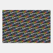 ハッピーバースデータイポグラフィ名 ラッピングペーパーシート (正面3)