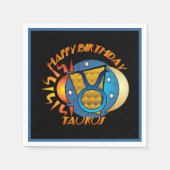 ハッピーバースデータウラス〔占星術の〕十二宮図誕生サインナプキンズ スタンダードカクテルナプキン (正面)