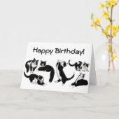 ハッピーバースデータキシード猫カード カード (黄色い花)