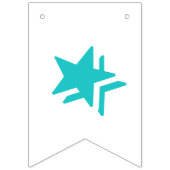 ハッピーバースデーターコイズとホワイト バンティングフラッグ (第1の旗)