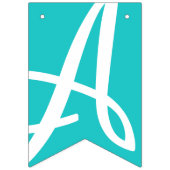 ハッピーバースデーターコイズとホワイト バンティングフラッグ (第3の旗)