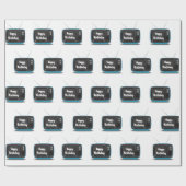 ハッピーバースデーターコイズレトロTVラッピング紙 ラッピングペーパー (フラット)