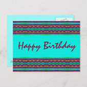 ハッピーバースデーターコイズ赤 ポストカード (正面/裏面)
