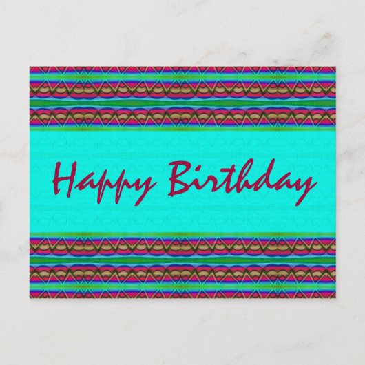 ハッピーバースデーターコイズ赤 ポストカード (正面)