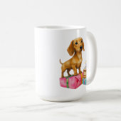 ハッピーバースデーダシュント子犬パパママbestie コーヒーマグカップ (正面右)