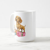 ハッピーバースデーダシュント子犬パパママbestie コーヒーマグカップ (正面左)