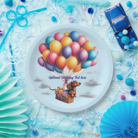 ハッピーバースデーダシュント風船 ペーパープレート (パーティー)