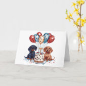 ハッピーバースデーダシュンドドッグス カード (黄色い花)