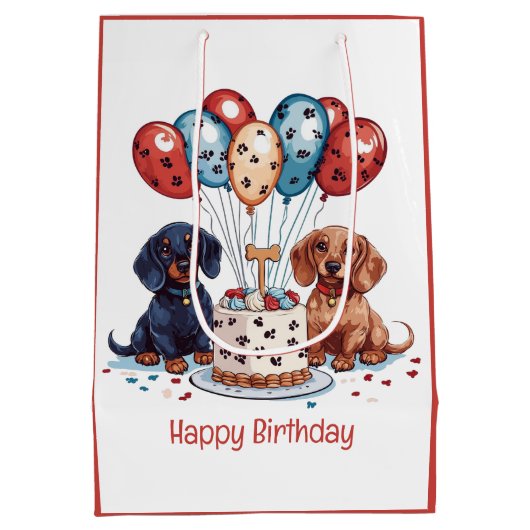 ハッピーバースデーダシュンドドッグス ミディアムペーパーバッグ (裏面)