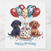 ハッピーバースデーダシュンドドッグス ワインラベル (シングルラベル)