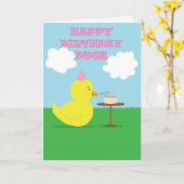 ハッピーバースデーダック カード (黄色い花)
