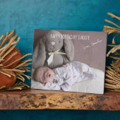 ハッピーバースデーダディカスタムベビー写真 フォトプラーク (側面)