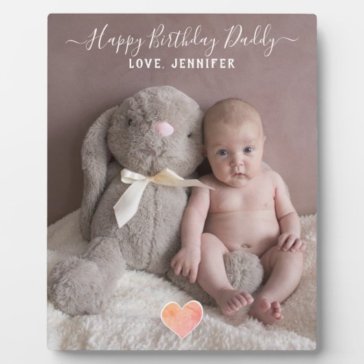 ハッピーバースデーダディベビー写真 フォトプラーク (正面)