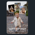 ハッピーバースデーダディーフォトコラージュ マグネット<br><div class="desc">誕生日マグネットは、コラージュの中に4枚の自分の写真で印刷された。オーバーレイとして、フォントの予測できな白いことわざハッピーバースデーと、その下に、それが誰の誕生日かを追加することができる。両親や祖父母の誕生日に最適。</div>