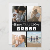 ハッピーバースデーダディーブラック&ホワイトフォトコラージュ シーズンカード (正面)