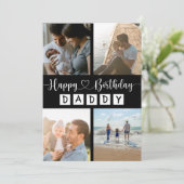 ハッピーバースデーダディーブラック&ホワイトフォトコラージュ シーズンカード (スタンド正面)