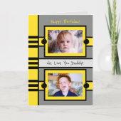 ハッピーバースデーダディ灰色の黄色の写真あなたを愛 カード (正面)