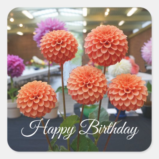 ハッピーバースデーダリアバラトスカノ#1-1ステッカー スクエアシール (正面)