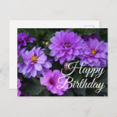 ハッピーバースデーダリア薄紫アンドペチュニアポストカード ポストカード (正面/裏面)