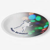 ハッピーバースデーダンスパーティーライト ペーパープレート (アングル)