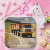 ハッピーバースデーダンプトラック ペーパープレート (パーティー)