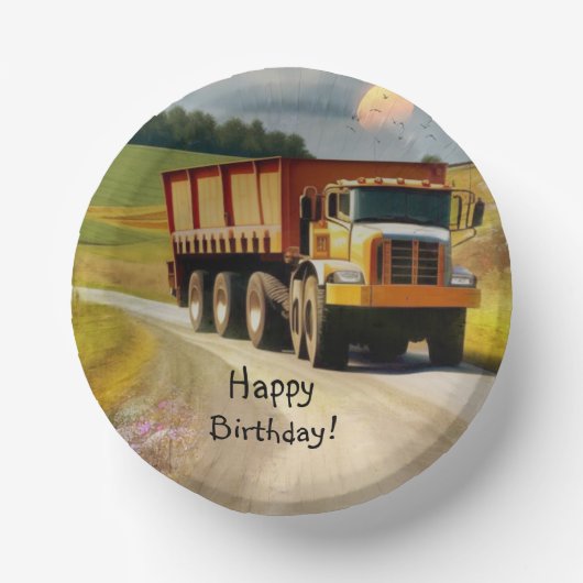 ハッピーバースデーダンプトラック ペーパーボウル (正面)