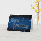 ハッピーバースデーダークブルーの誕生日の雪 カード (黄色い花)