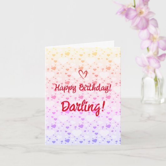 ハッピーバースデーダーリンラブハート モダン カード (蘭)