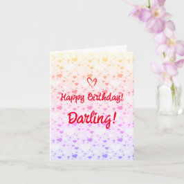 ハッピーバースデーダーリンラブハート モダン カード
