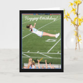 ハッピーバースデーチアリーダーのグリーティングカード カード (黄色い花)