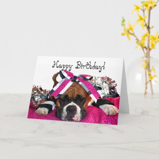 ハッピーバースデーチアリーダーボクサー用挨拶状 カード (黄色い花)